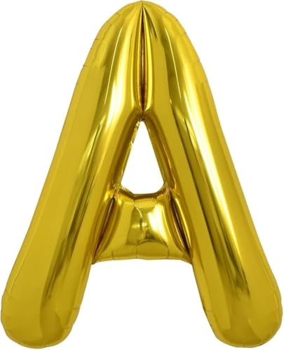 TONIFUL 40 Zoll große Goldfarbene A Buchstabe Ballons Jumbo Helium, Folie Mylar Big Alphabet Ballons für Geburtstagsfeier Jubiläum Valentinstag Zubehör Dekorationen