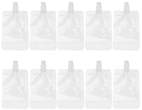 Operitacx 30 botellas reutilizables transparentes de 100 ml, bolsa de agua pie, para bebidas líquidas, hogar, vino, camping