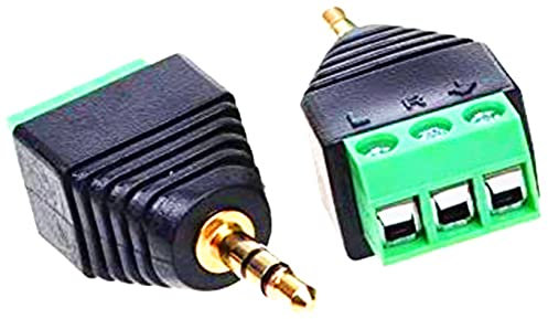 SHANFEILU 3.5mm 3 Pole Stereo Audio Male to 3 Screw Terminal Female Adapter 1/8 Inch TRS Stereo to 3-Pole Soldless Screw Double Track Headphone Converter 2-Pack