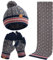 FVXYnnv Winter Beanie Mütze Schal Handschuhe Kombi Set - Fleece Innenfutter Knitted Hat, Warme Touchscreen Gloves, Weiche Lange Scarf für Damen Herren (Marine)