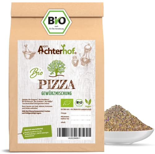 Pizza Gewürzmischung Bio 100g | hervorragend abgestimmte italienische Gewürz-Kombination | passt zu jeder Tomatensauce | erlesene Kräuterauswahl mit dem besten Aroma | vom Achterhof