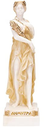 BEAUTIFUL GREEK STATUES Demeter Göttin der Ernte und Landwirtschaft, Alabaster-Statue, goldfarben, 24 cm