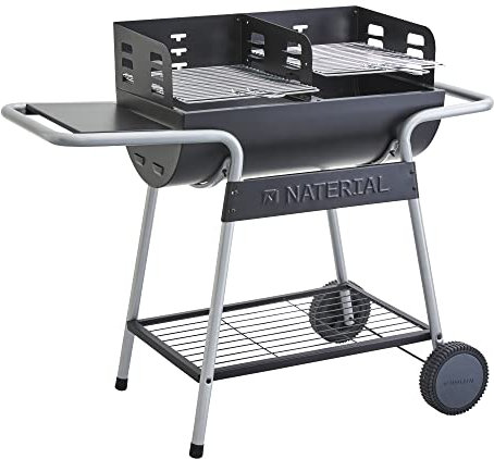 NATERIAL - Barbecue au charbon de bois ICARUS Alpha II - 10 personnes - H.92 x L.110 x l.59 cm - Acier laqué - Noir - Angular BBQ sans couvercle