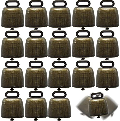 TIHOOD 18 Stück Kuh Pferd Schaf Weide Kupfer Glocken Kleine Messingglocken Rinder Ziege Bauernhof Laute Bronzeglocke Langstreckenpferd Schaf Eisenglocken für Weihnachtsdekoration (Grüne Bronze)