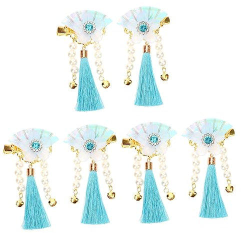 FRCOLOR 3 Paare Japanische Fan-haarnadel Japanische Haarpflege Haarspangen Für Damen Asiatisches Haar Haarspange Im Japanischen Stil Quasten-blumenclips Fräulein China Harz Hanfu