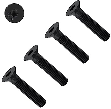 TERF® M6 X 25mm Hex Socket Countersunk Black Machine Screw M6 (6mm) X 25mm Allen Key Bolts Hexagonal Socket Countersunk Machine Screws - Pack of 20