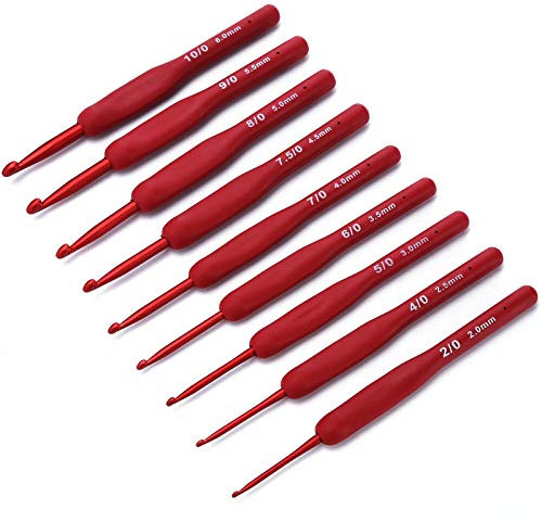 9Pcs Ergonomische Häkelhaken Set mit Handwerk Zubehör | Ideal für Arthritic Hände & Pullover Nähen | Comprehensive Knitting Tools Kit