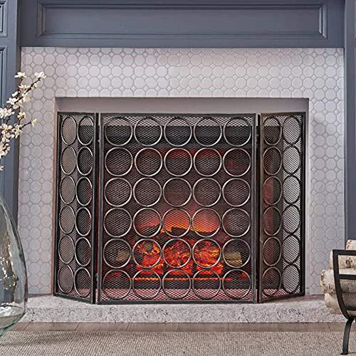 Kaminschutzgitter Robuster Kaminschutzgitter-Vorhang aus Metallgitter, Fantastische Brandschutz-Sicherheitsabdeckung für Marmorkamin (Farbe: Schwarz) (Schwarz) Present