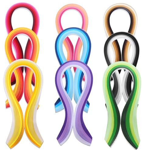 Auvotuis Quilling-Papierstreifen, 3 mm breit, 40 Farben, 900 Streifen, Papierstreifen, Origami-Papierstreifen für Bastelarbeiten, Länge 39 cm