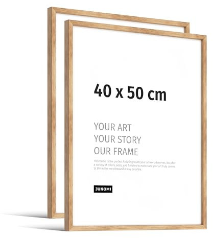 JUNOMI® Lot de 2 cadres photo en chêne de qualité supérieure - Format 40 x 50 cm - En chêne avec verre acrylique incassable