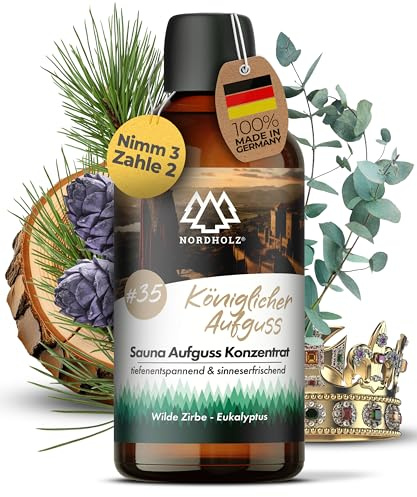 Nordholz Saunaaufguss 100ml, 60 Sorten, Premium Aufgussmittel Konzentrat