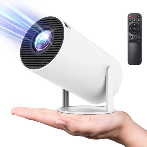 4K Mini Projektor mit WiFi 6 & Bluetooth 5.0, Portabler Smart Projektor, Kompaktes Heimkino, Automatische Trapezkorrektur, Android 11.0, 180° Bildschirm Flip, Rundes Design, 120 ANSI Lumen