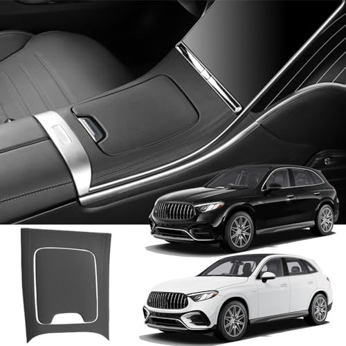 Mittelkonsole Verkleidung Leder Aufkleber Konsolenabdeckung, Innendekorations-Abdeckung Set für Mercedes-Benz GLC-Klasse X254 GLC260 GLC300 GLC300e AMG GLC 43 Coupe 2023 2024 Innenzubehör(Black)