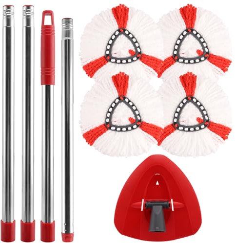 Vileda Triangle Spin Mop Combo Set - 4 Mop Heads / 1 Triangle Base / 148cm Handle