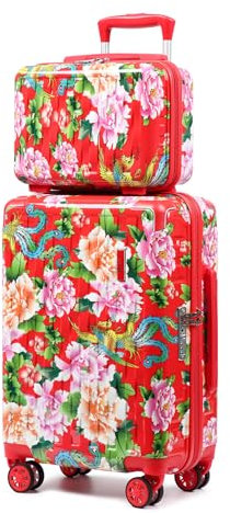 Sea choice Kabinengepäck Handgepäck Koffer Trolley Kofferset 2 Teilig mit Kosmetiktasche Eckenschutz ABS+PC Hartschalen Reisekoffer 4 Zwillingsrollen TSA Schloss & YKK Reißverschluss, 55cm