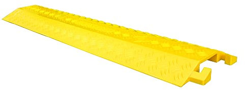 Plastic Cable Protector 100x27.5CM | Yellow Floor Cable Cover with 50x28MM Channel | Drop Over Interlocking Cable Ramp for Indoor Use in Offices, Events, Warehouses & Retail Spaces