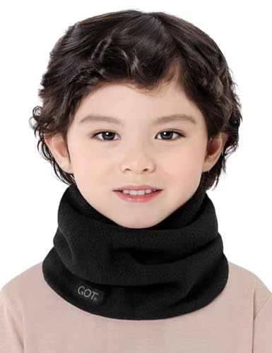 Kids Fleece Neck Warmer - Toddler Scarf Boys Girls Winter (Black, 3-6)