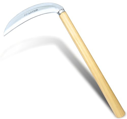 SHANFEEK Grass Hoe Weeding Tools for Garden Hand Tool Weed Removal Tool High Toughness Stainless Steel With Hard Solid Wood Handle (Beige)