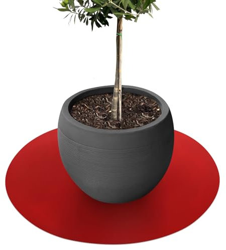 KARAT Untersetzer für Blumentopf, Blumenuntersetzer mit abgeschrägter Kante, Unterlage für Pflanztöpfe, Schutzmatte, Bodenschutzmatte, Blumentopfuntersetzer (Majesty) (Rot, Rund 90 cm)