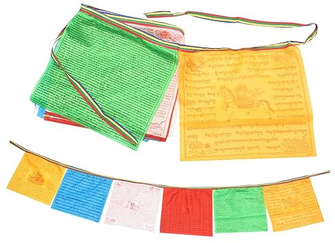 OFFSCH 2 Rollen Gebetsfahnen Nepal Buddhistisches Banner Meditation Pilgerfahnen Buddhismus Zubehör Dekorative Banner