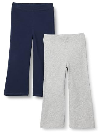 Amazon Essentials Legging Évasé Coupe Ajustée en Tricot Fille, Lot de 2, Bleu Marine/Gris Clair Chiné, 5-6 Ans