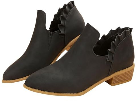 Generico Stivali con Ghetta Donna Stivali Brillantini Donna Stivali con Cerniera Laterale Minimalista per Stivaletti da Donna Stivaletti Corti Scarpe Singole per Stivali Donna 37 Stivali (Black, 38)