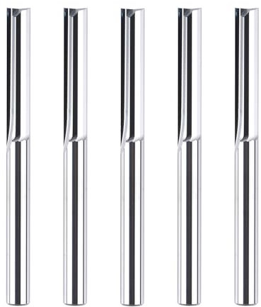 SpeTool 5 piezas 2 flautas fresas rectas 6 mm vástago x 32 mm longitud de corte VHM fresadora CNC fresa para madera MDF acrílico
