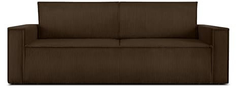 Konsimo Napi Sofa - Schlafsofa - Sofa mit Schlaffunktion - Schlafsofa mit Bettkasten - Couch - Couch mit Schlaffunktion - Sofabett mit abnehmbaren Kissen - Bettsofa - 244 cm - Dunkelbraun