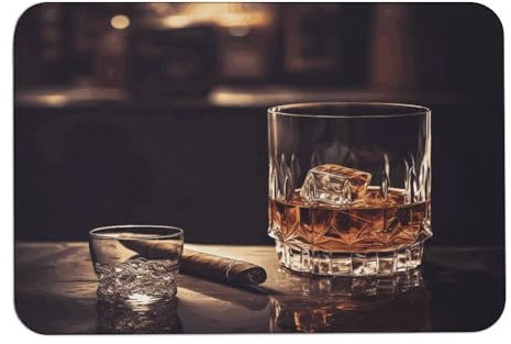 GBNMQED Badematte, Teppich, Kieselalgen-Schlammmatte, Whisky und Zigarre, bedruckt, Fußmatten, passend unter die Tür, waschbar, Badezimmer-Fußmatten, Duschvorleger