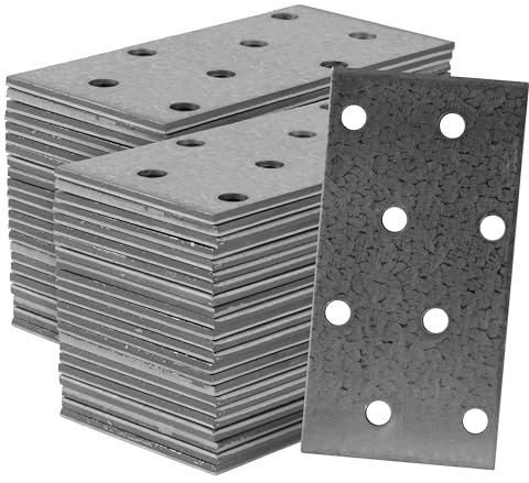 Repa Market Flat Metal Brackets Mending Plates - 80 x 40 mm / Pack of 24 - Heavy Duty Steel Plate Brackets - Metal Joining Plates for Wood - Home Improvement Flat Wall Joining Plates (3 x 1.50)