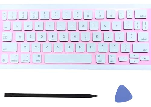 Replacement US Keyboard Full Set of Keycap Keys (No Hinge) and Tool Applicable for ipad Pro/Air 11/12.9/13 inch Magic Keyboard Key Cap (MKH-2 White)