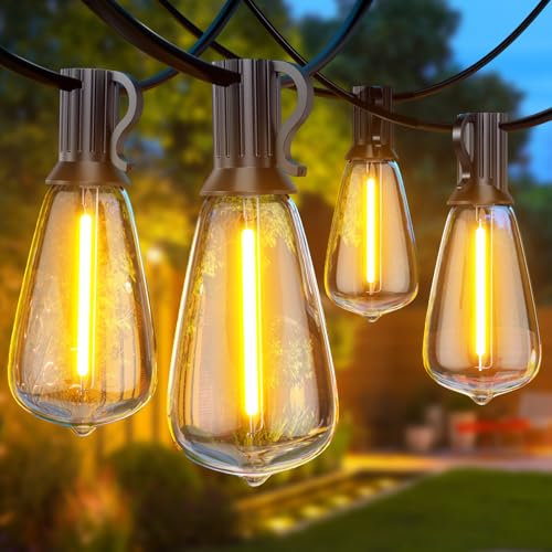 GPATIO Garden Lights 50FT/15M, ST38 Outdoor String Lights, Warm White Waterproof Outdoor Festoon Lights Mains Powered with 25+1 Plastic LED Bulbs for Patio Balcony Party Wedding