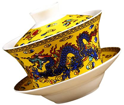 WEKADRIN Tazza Da Tè Ceramica Cinese Ciotola Tradizionale Artigianale Design Decorativo Con Drago Per Cerimonie Del Tè e Incontri Con Amici