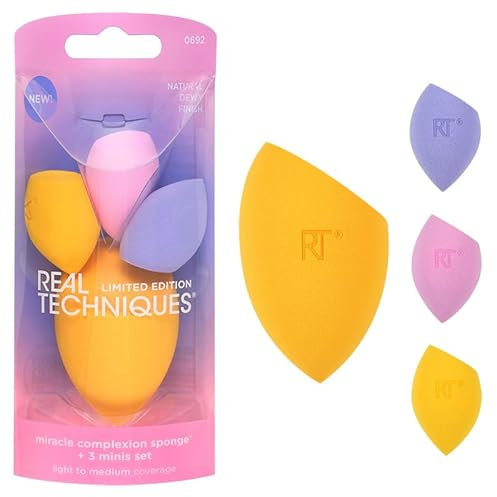 Real Techniques Miracle Complexion Sponge + 3 Minis Kit, 4 Piece Set