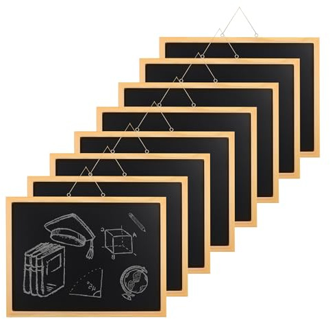 YKUKIZEE 8 Pack A4 Hanging Chalkboards with String, A4 Blackboards for Wall | for Menu, Notice, Memo, Bulletin, Message, Kitchen, Restaurant, Bar, Pub, Door