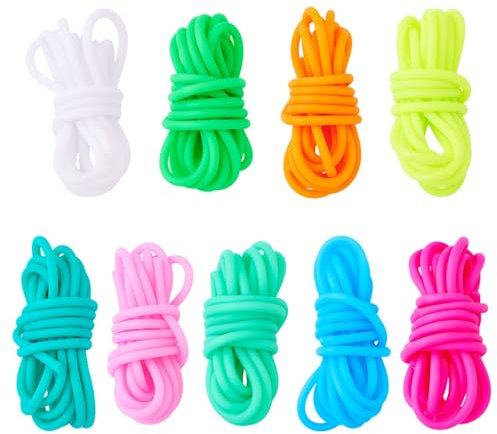 PandaHall Cuerda de goma hueca de 18 m, 4 mm, soporte de puntada, cuerda de tubo para tejer cuerdas de barbero para hacer joyas, manualidades, pulseras, collares, aretes, agujero: 2 mm