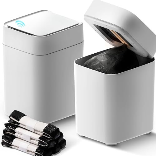Automatic Self Changing Trash Can, Self Sealing Motion Sensor Touchless Kitchen/Bathroom/Office, 4.5Gallon 17L (6-Refill Ring)
