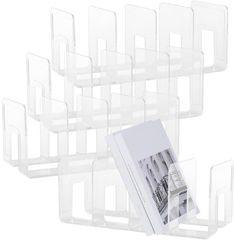 KOHAND Lot de 4 porte-revues en acrylique transparent à 4 emplacements pour classeurs de fichiers, bibliothèques, couvercles de cuisine pour enveloppes, courrier, documents, cahiers, classeurs, sacs à