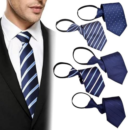 BetterJonny 5 Pièces Cravate Homme, Cravate Réglables Pour Homme avec Fermeture Éclair Étroite Nœuds Pré-Noués Accessoires de Costume de Mariage Affaires Formelle