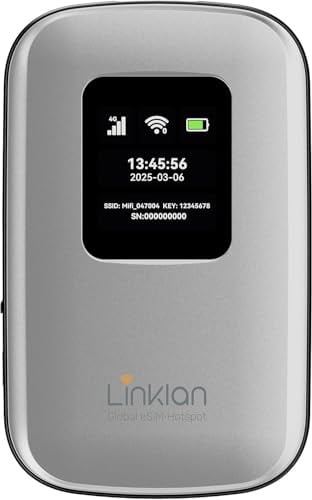 Portable Mobile Hotspot–eSIM Global WiFi Hotspot,No SIM Card/Contract Needed, 16Devices,180+ Countries, Compact Wireless Router for International Trips & Business 【Free 15 days of 5G data in Europe】