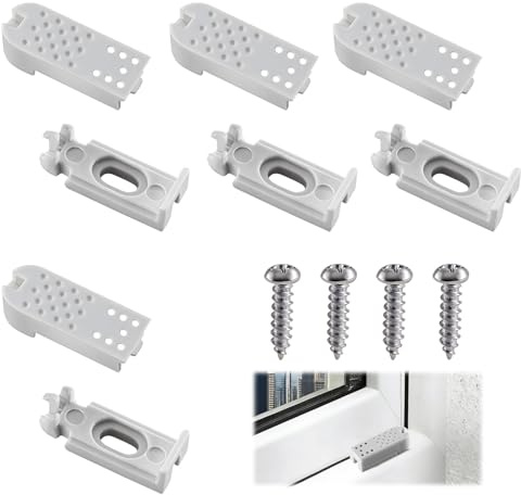 Rongrongago 4 Kit 8 Stück Plissee Ersatzteile Klemmträger, Plissee Spannschuhe mit Schrauben, Universal Spannschuhe für Verspannte Plissees für Klebeträger und Stick & Fix Front Klebeplatten