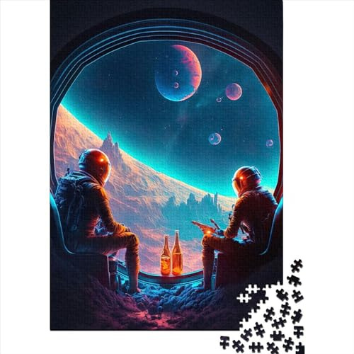 1000 Pieces Jigsaw Puzzles Astronauts Beer Break Creative Square Jigsaw Puzzles for Adults And Paper Puzzles Challenging Game 38x26cm/1000pcs