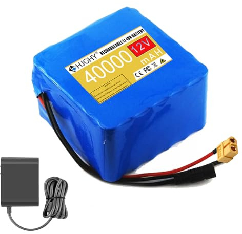 HJGHY 12V,40Ah, 12V 20Ah 30Ah 40Ah Rechargeable Lithium Li-ion Battery 12 Volt Spare Battery for 12V Electric Device Backup Battery for Solar Generator Home Use Emergency