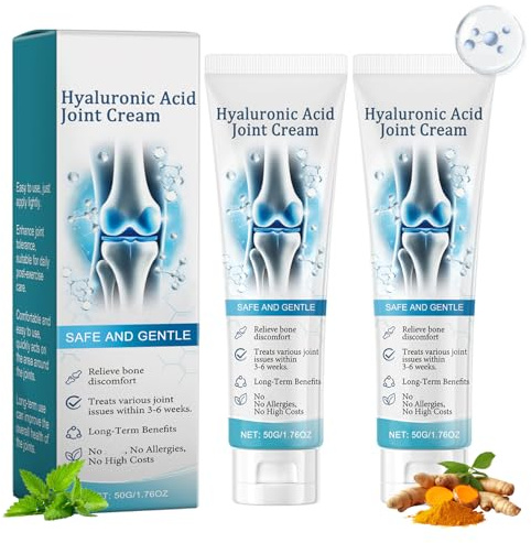 Crema per articolazioni all'acido ialuronico, 2 pezzi, gel per la cura delle articolazioni con curcuma, crema per articolazioni, lenisce schiena, collo, mani, ginocchia, crema per la riparazione delle