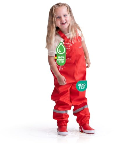 BMS Regenhose Buddelhose Matschhose für Mädchen in Rot Größe 146