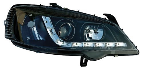 AUTO-STYLE Satz Scheinwerfer TFL-Look kompatibel mit Opel Astra G 1998-2003 - Schwarz