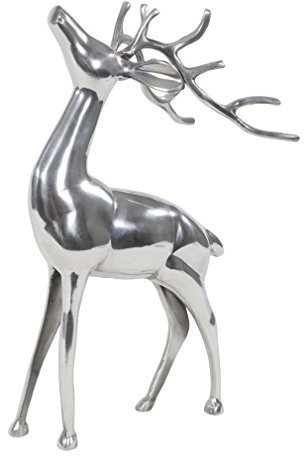 SHINE Deko Hirsch stehend Figur poliertes Aluminium Höhe ca. 30x15x48 cm