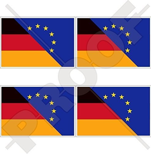 EUROPA-DEUTSCHLAND Flagge, EU-DE Europäische Union-Deutsch 50mm Auto & Motorrad Aufkleber, x4 Vinyl Stickers