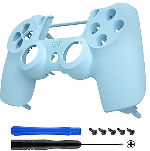 eXtremeRate PS4 Controller Gehäuse Obere Hülle Case Cover Schale Shell Matt Griff Ersatzschale Kit für Playstation 4 PS4 Pro Slim Controller CUH-ZCT2 JDM-040 JDM-050 JDM-055(Himmelsblau)
