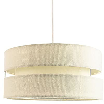 Happy Homewares Contemporary Quality Cream Linen Fabric Triple Tier Ceiling Pendant Light Shade | 60w Maximum | Designer Style | 26cm Diameter